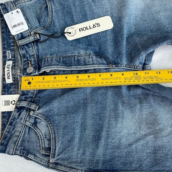 Rolla's Hi-Rise Relaxed Flare Crop Jeans Button Fly Cut-Off Denim Women's 27 NWT - Picture 11 of 14